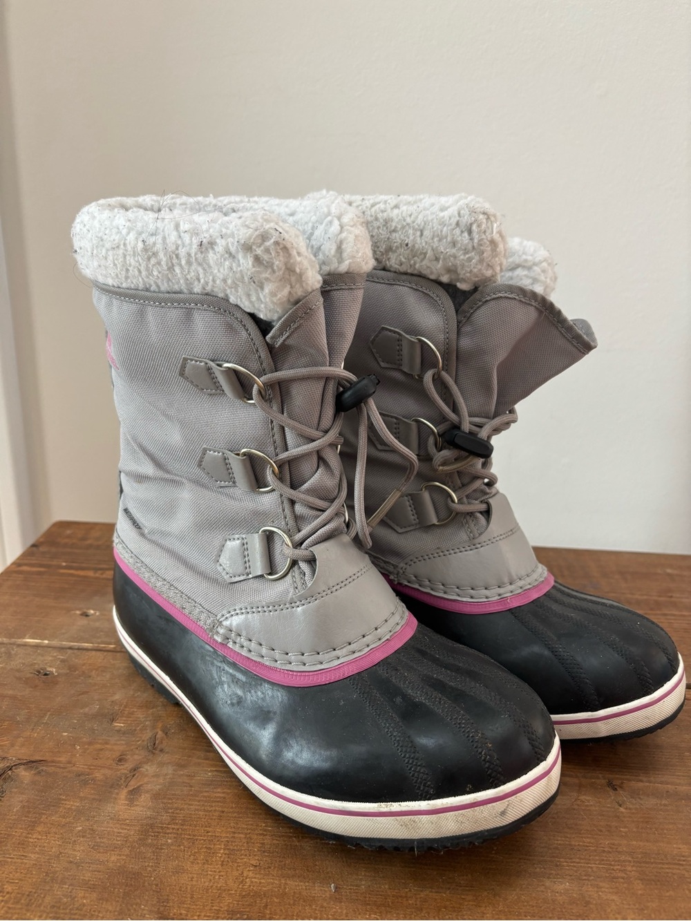 Youth Sorel Yoot Pac Nylon Winter Snow Boots Gray Girls Size 6